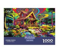 Cottage Jigsaw Puzzles Puzzle for Adults Kids. 1000 Piece Forest Stream Garden Impossible Challenge Toy Educational Game Home Decoration for Educational Games Gifts 70x50cm/1000pcs