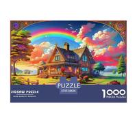 Cottage Jigsaw Puzzles Puzzles for Adults Kids. 1000 Pieces Rainbow Garden Impossible Challenge Toy Educational Game Home Decoration for Adults& Kids Age 14 Years Up 38x26cm/1000pcs