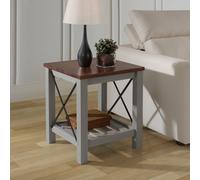Mercers Furniture Cottage Grey Painted Pine Lamp Table Wooden With Storage Shelf Side End Unit Solid Wood 60H X 50W X 50D Cm