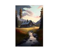 Cottage on The Grass Canvas Poster Bedroom Decor Landscape Gift 20x30inch(50x75cm)