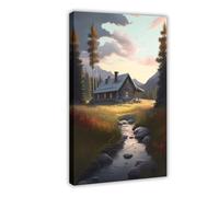 Cottage on The Grass Canvas Poster Wall Art Decor Print Picture Paintings for Living Room 16x24inch(40x60cm)