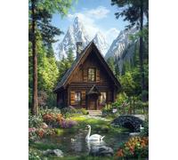 Cottage Paint by Numbers for Adults, Flowerpot Paint by Numbers Crystal Art Christmas, Canvas Kits with Acrylic Paint, Hobbies for Adults Women Children, Home Wall Decor (Frameless 16x28in) U-890