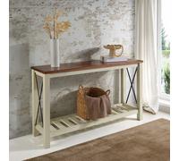 Mercers Furniture Cottage White/cream Painted Pine Console Table Sideboard Wooden With Storage Shelf 81H X 132W X 36D Cm
