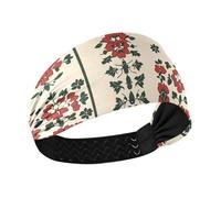 Cottage Style Flower Color to Red and Dark Green Non-Slip Sport Headbands for Women Stretchy Tennis sweatbands for Workouts Tennis Athletic Sports Daily use