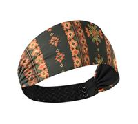 Cottage Style Flower Orange and Dark Green Cooling Headbands for Women Trendy Stretchy Sweat for Volleyball Tennis Washing face Cycling