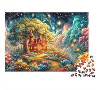 Cottage Under A Starry Cosmic Sky 1000-Piece Jigsaw Puzzle Enchanted Cottage Ideal for Birthday Giving 38x26cm/1000pcs