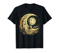 Cottagecore Acoustic Guitar With Moon Sun And Stars T-Shirt