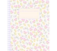 Cottagecore Aesthetic Floral Composition Notebook: Super Cute Pastel Pink, Blue, Purple, Yellow & Green Checkered Coquette Vintage College Ruled ... Teens; Y2K Cool Preppy Girly School Supply