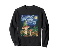 Cottagecore Aesthetic Frog Mushroom Starry Night Painting Sweatshirt