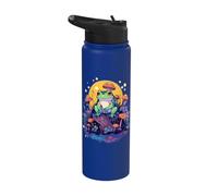 cottagecore Aesthetic Frog Sitting in Nature Under Mushroom Stainless Steel Insulated Water Bottle