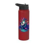 cottagecore Aesthetic Frog with Banjo in Nature Stainless Steel Insulated Water Bottle