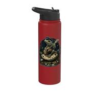 cottagecore Aesthetic Frog with Banjo Under Mushroom Stainless Steel Insulated Water Bottle