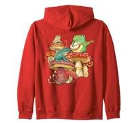 Cottagecore Aesthetic Goblincore Kawaii Frog Banjo Mushroom Zip Hoodie