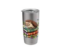 Cottagecore Aesthetic Hedgehog Reading Book Goblincore Stainless Steel Insulated Tumbler
