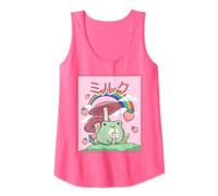 Cottagecore Aesthetic Kawaii Frog Drinking Japanese Milk Tank Top