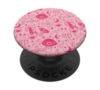 Cottagecore Aesthetic Mushroom Dark Academia Moon Pink PopSockets Adhesive PopGrip