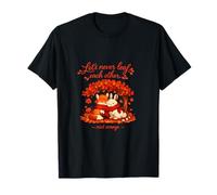 Cottagecore Autumn Fox Rabbit Leaf Friendship Rust Orange T-Shirt