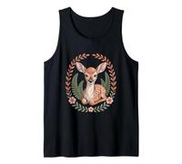 Cottagecore Baby Deer Fawn in Floral Fern Wreath Tank Top