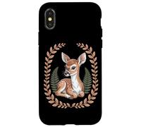 Cottagecore Baby Deer Fawn With Ferns And Laurel Wreath Case for iPhone X/XS