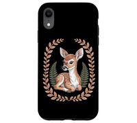 Cottagecore Baby Deer Fawn With Ferns And Laurel Wreath Case for iPhone XR