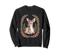 Cottagecore Baby Deer Fawn With Ferns And Laurel Wreath Sweatshirt