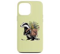 Cottagecore Badger with Flowers and Satchel Illustration Case for iPhone 13 Pro Max