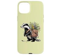 Cottagecore Badger with Flowers and Satchel Illustration Case for iPhone 15 Plus