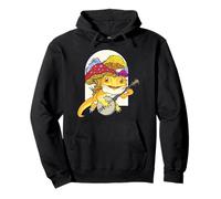 Cottagecore Bearded Dragon Playing Banjo On The Mushroom Pullover Hoodie