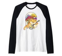 Cottagecore Bearded Dragon Playing Banjo On The Mushroom Raglan Baseball Tee