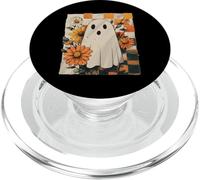 Cottagecore Boho Ghost with Fall Floral Checkered Print PopSockets PopGrip for MagSafe