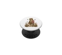 Cottagecore Cat Playing Saxophone Mushroom Woodland PopSockets Adhesive PopGrip