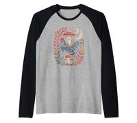 Cottagecore Chicken Sleeping Under A Magical Forest Fungi Raglan Baseball Tee