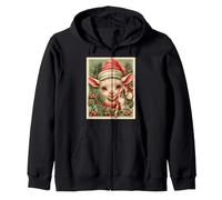 Cottagecore Christmas Goat Graphic Christmas Animal Zip Hoodie