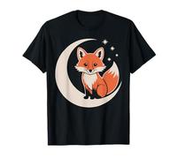 Cottagecore Cozy Fox Moon Phase Flower Aesthetic Nature Core T-Shirt