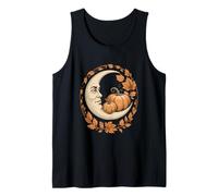 Cottagecore Crescent Moon with Pumpkins Autumn Leaves Tank Top