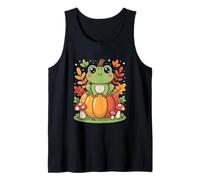 Cottagecore Cute Frog On Pumpkin with Autumn Mushrooms Tank Top