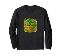 Cottagecore Dragon Naps in Teacup Cozy Tea Time Art Long Sleeve T-Shirt