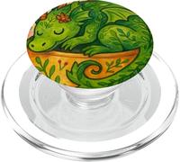 Cottagecore Dragon Naps in Teacup Cozy Tea Time Art PopSockets PopGrip for MagSafe