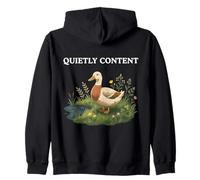 Cottagecore Duck Quietly Content Cozy Farm Animal Pond Life Zip Hoodie