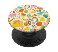 cottagecore easter chicken garden bird egg whimsical rainbow PopSockets Adhesive PopGrip
