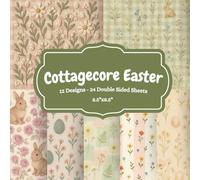 Cottagecore Easter Scrapbook Paper Pad: 12 Whimsical Pastel Designs, 36 Double-Sided Sheets - 8.5"×8.5" Decorative Craft Paper for Junk Journaling, Card Making & Spring DIY Projects