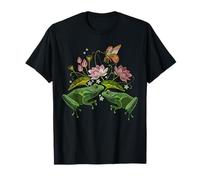 Cottagecore embroidery frogs butterfly and lotus flowers T-Shirt