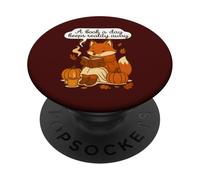 Cottagecore Fall Fox A Book a Day Keeps Reality Away Tee PopSockets Adhesive PopGrip