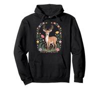 Cottagecore Fawn Wildflowers Woodland Forest Aesthetic Pullover Hoodie
