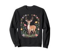 Cottagecore Fawn Wildflowers Woodland Forest Aesthetic Sweatshirt