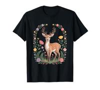 Cottagecore Fawn Wildflowers Woodland Forest Aesthetic T-Shirt