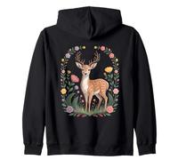 Cottagecore Fawn Wildflowers Woodland Forest Aesthetic Zip Hoodie