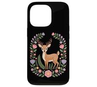 Cottagecore Floral Deer Wreath Woodland Nature Case for iPhone 13 Pro