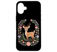 Cottagecore Floral Deer Wreath Woodland Nature Case for iPhone 16 Plus
