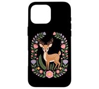 Cottagecore Floral Deer Wreath Woodland Nature Case for iPhone 16 Pro Max